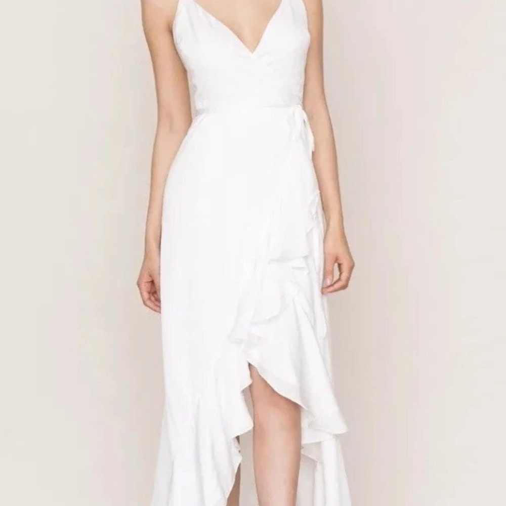 Elegant White Wrap Wedding Dress 
Calvin Klein like, from Anthropologie Anthro